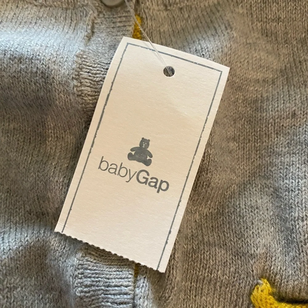 BabyGap Grey & Yellow Cardigan Sweater Size 0-3 Months